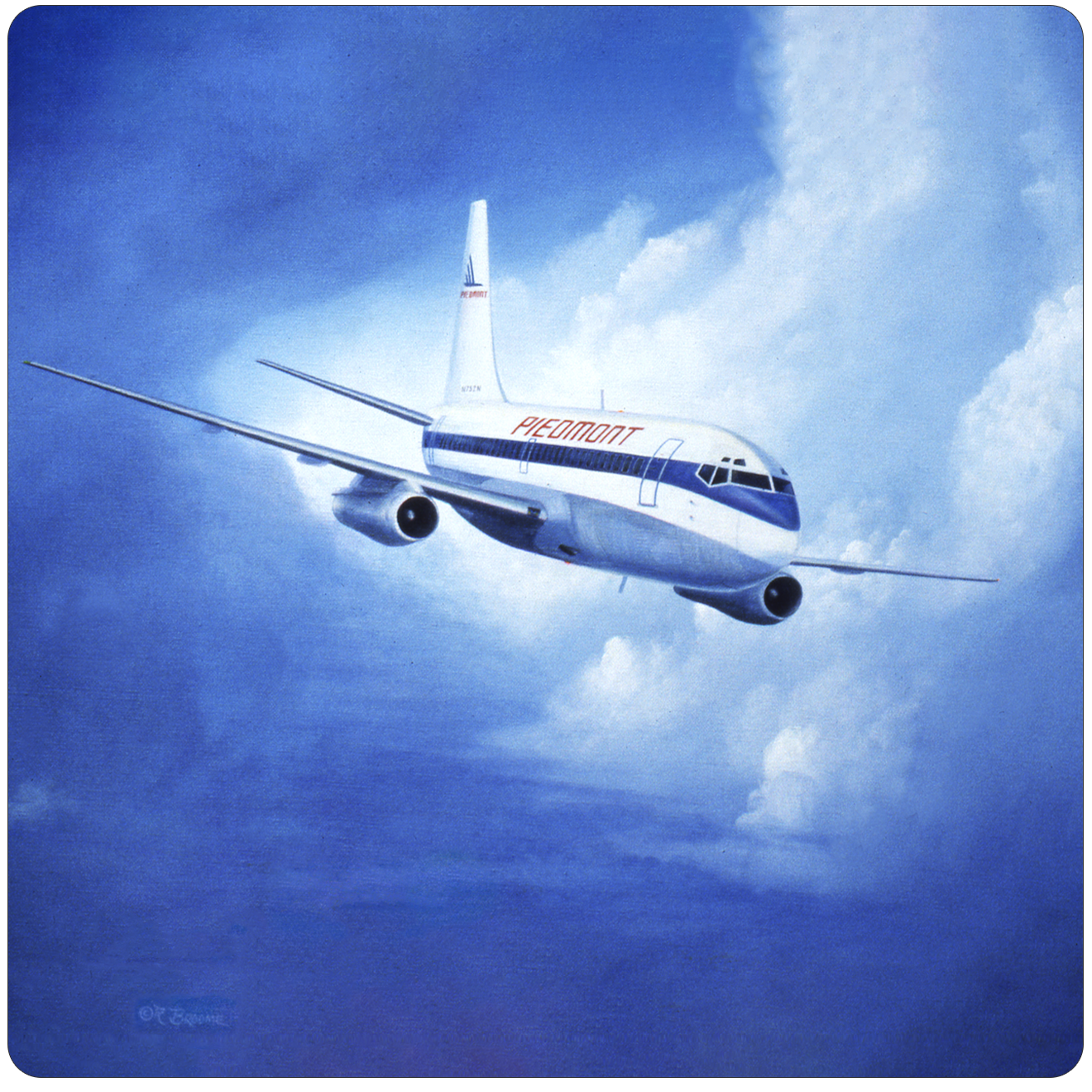 Piedmont Airlines 737 Square Sandstone Coaster by Rick Broome