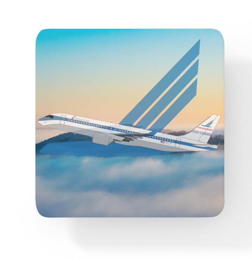 Piedmont Airlines - Origin View Of Winston-Salem North Carolina - Square Sandstone Coaster