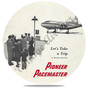 Pioneer Air Lines Pacemaster Round Sandstone Coaster