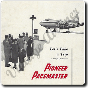 Pioneer Air Lines Pacemaster Square Sandstone Coaster