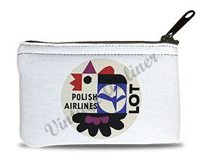 LOT Polish Airlines 1960's Vintage Bag Sticker Rectangular Coin Purse
