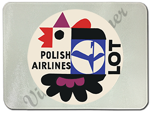 Polish Airlines 1960's Bag Sticker Glass Cutting Board