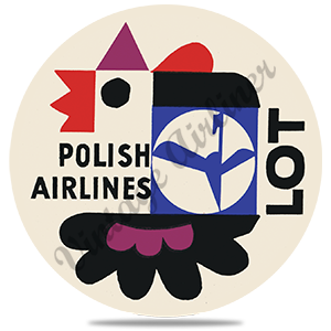LOT Polish Airlines 1960's Vintage Round Sandstone Coaster