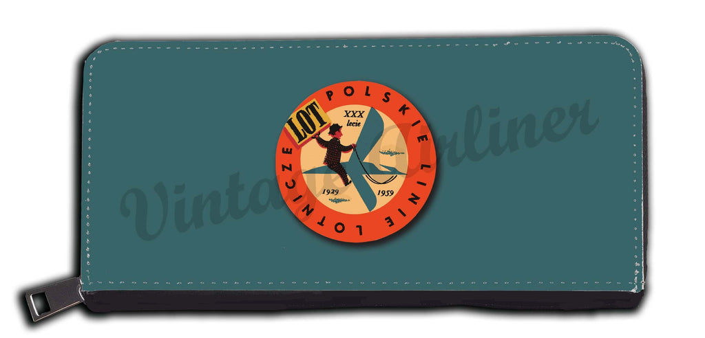 LOT Polish Airlines 1940's Vintage Bag Sticker Wallet