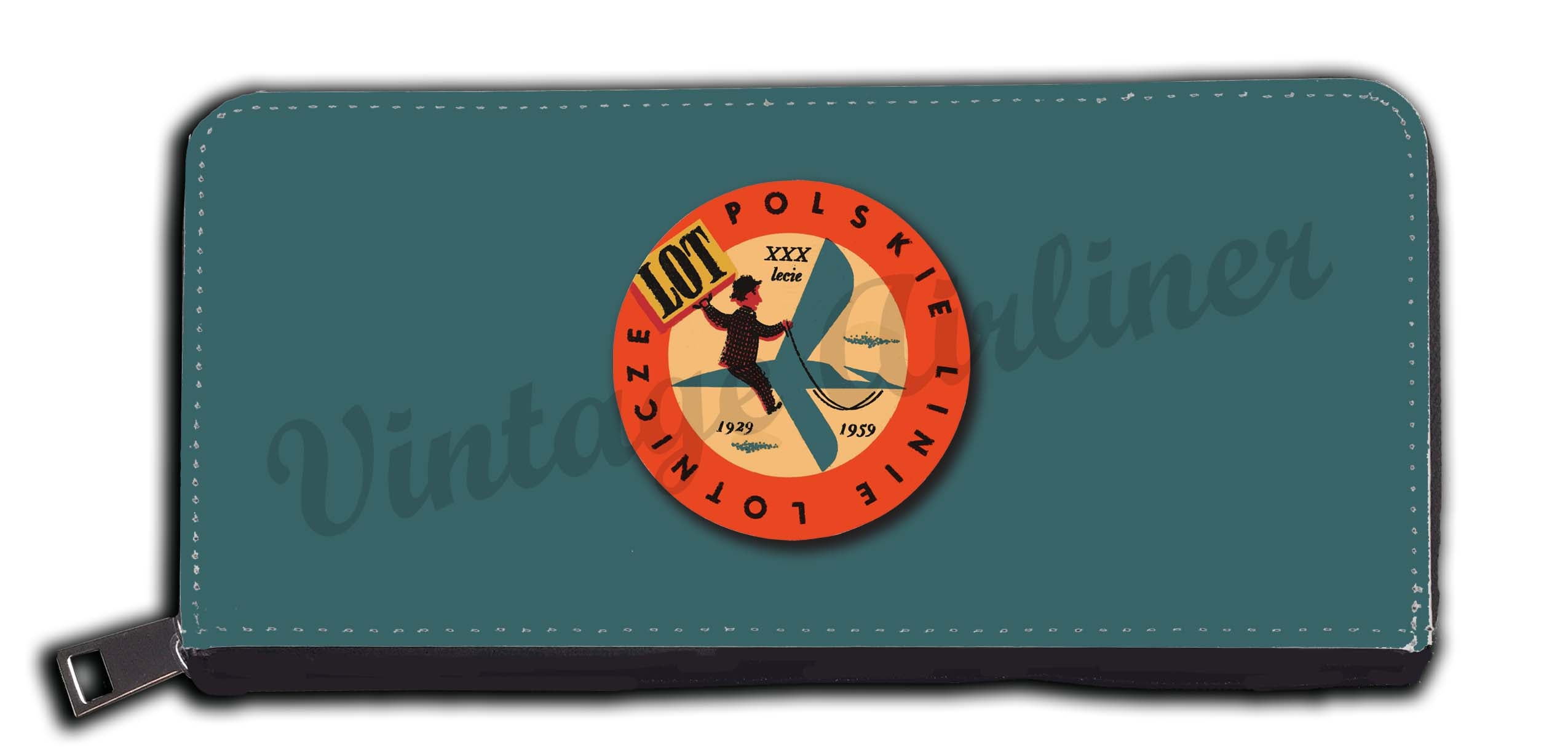 LOT Polish Airlines 1940's Vintage Bag Sticker Wallet