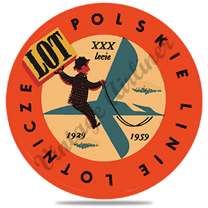 LOT Polish Airlines 1940's Vintage Round Sandstone Coaster