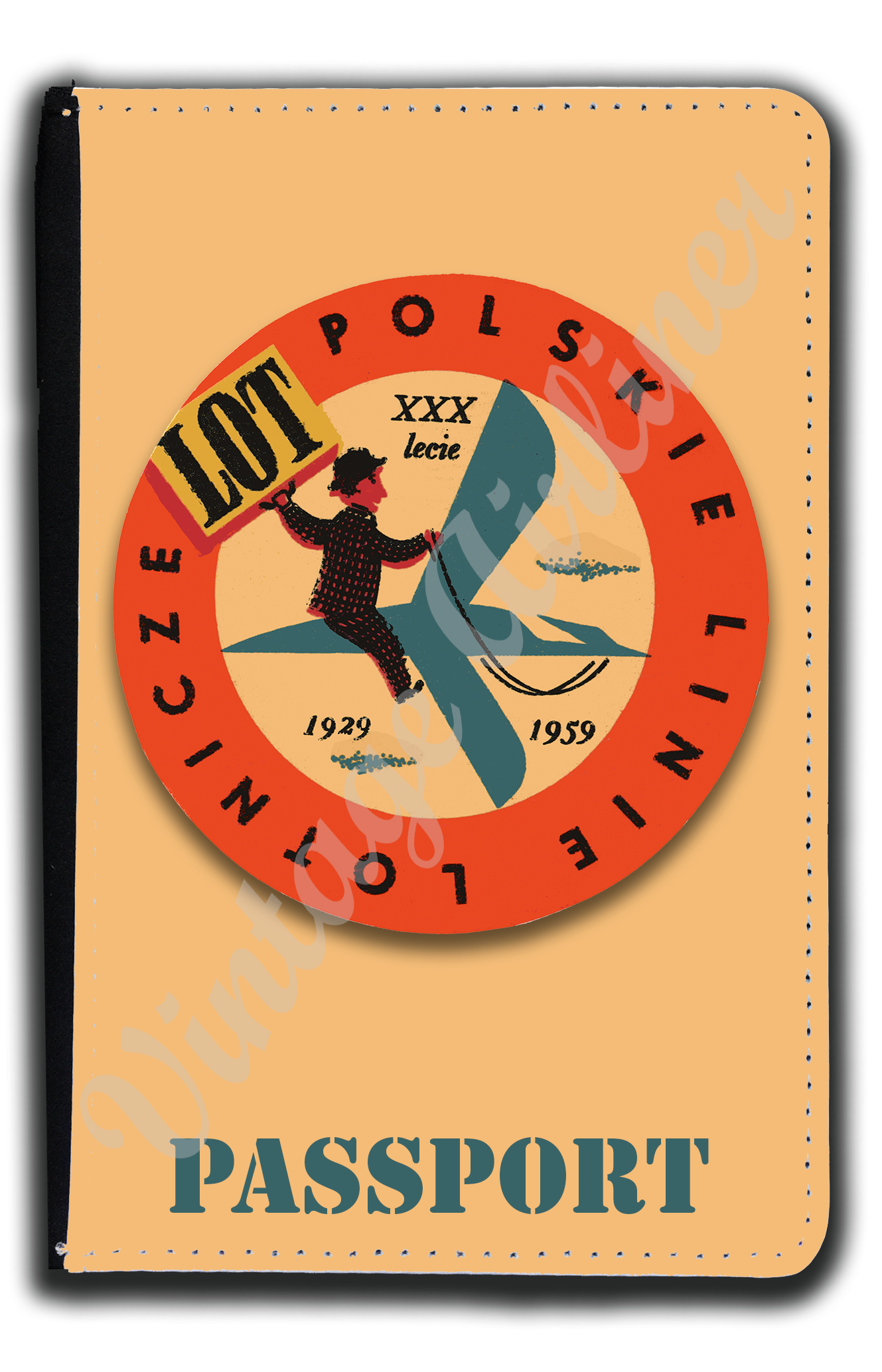 LOT Polish Airlines Vintage 1940's Bag Sticker Passport Case