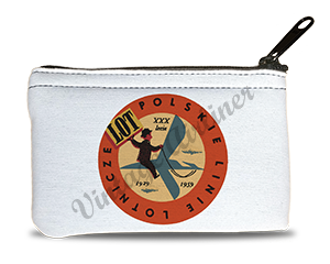 LOT Polish Airlines 1940's Vintage Bag Sticker Rectangular Coin Purse