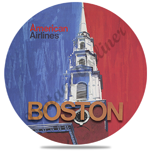 AA Boston Travel Poster Round Sandstone Coaster