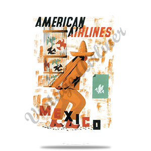AA Mexico Travel Poster Round Sandstone Coaster