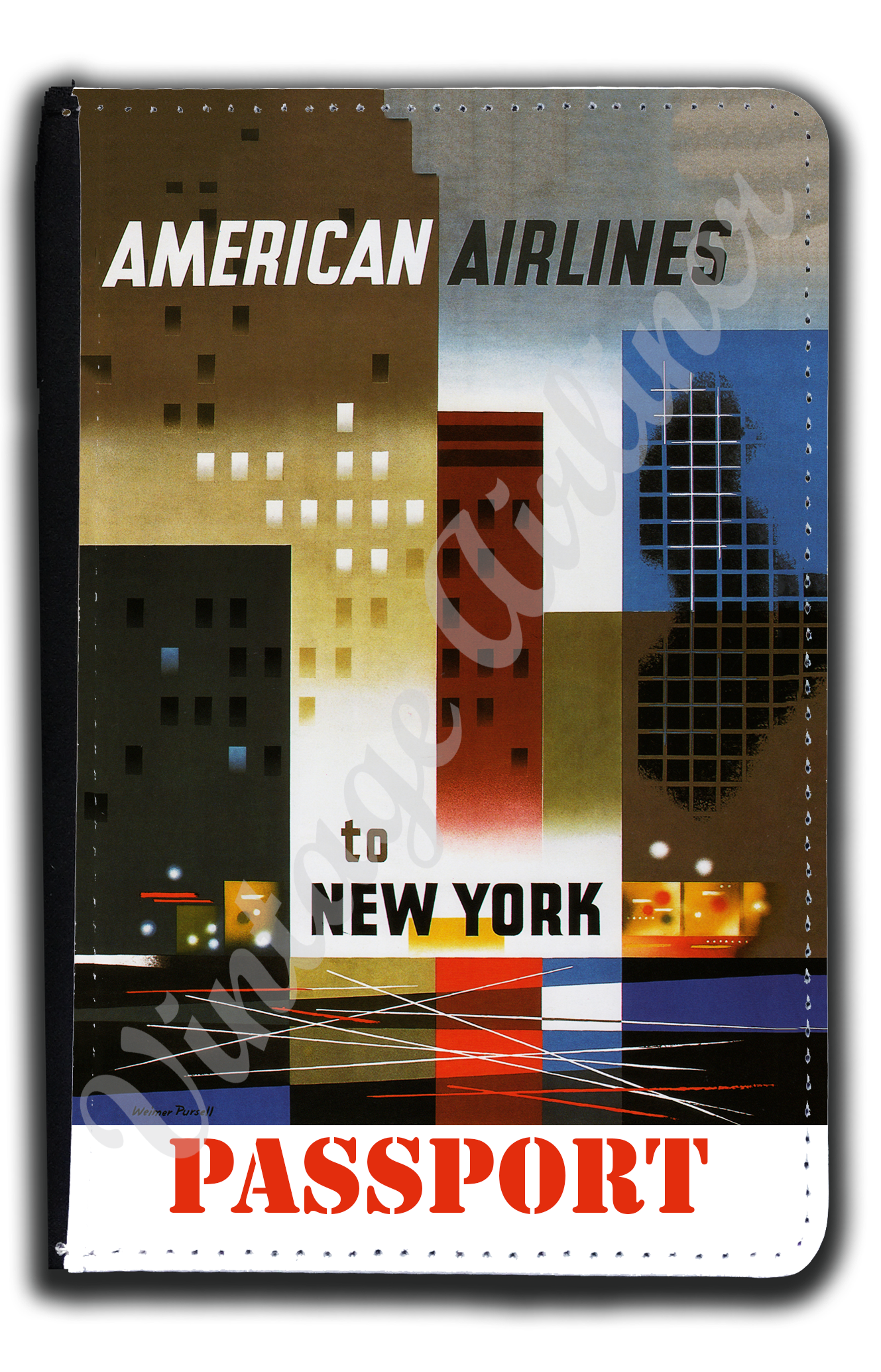 AA New York 1960's Travel Poster Passport Case