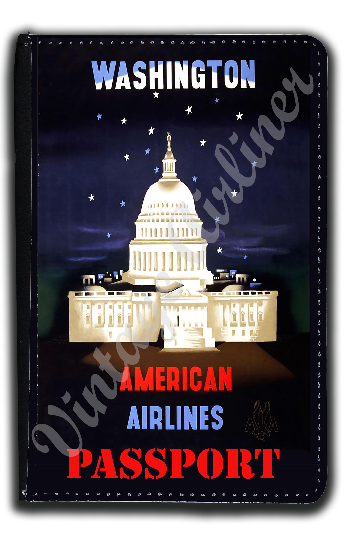 AA Washington DC 1960's Travel Poster Passport Case