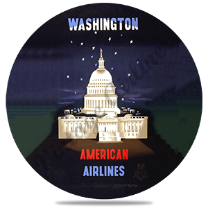 AA Washington DC 1960's Travel Poster Round Sandstone Coaster
