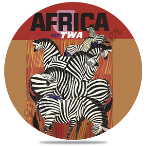 TWA Africa Travel Poster Round Sandstone Coaster