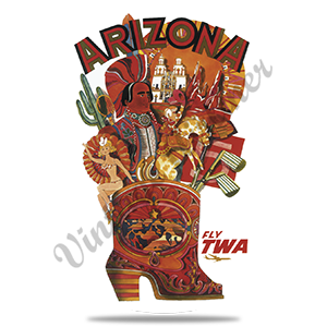 TWA Arizona Travel Poster Round Sandstone Coaster