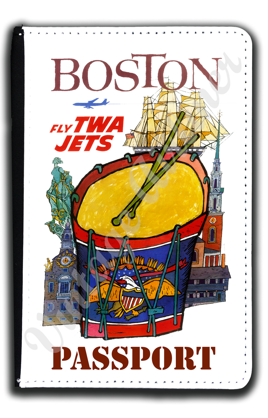 TWA Boston Travel Poster Passport Case