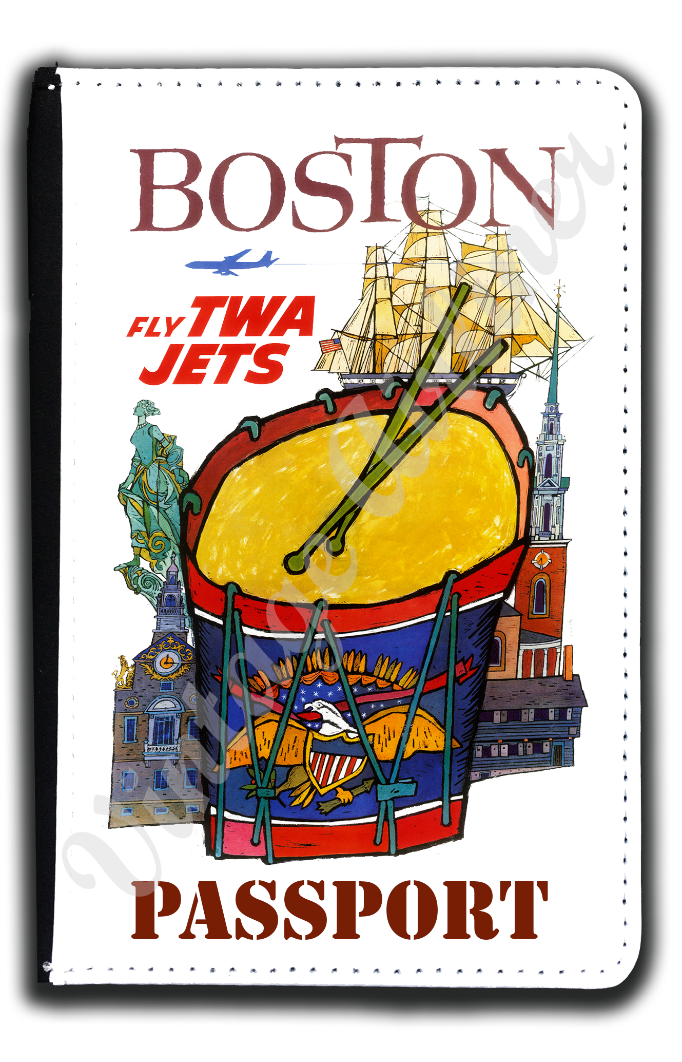 TWA Boston Travel Poster Passport Case