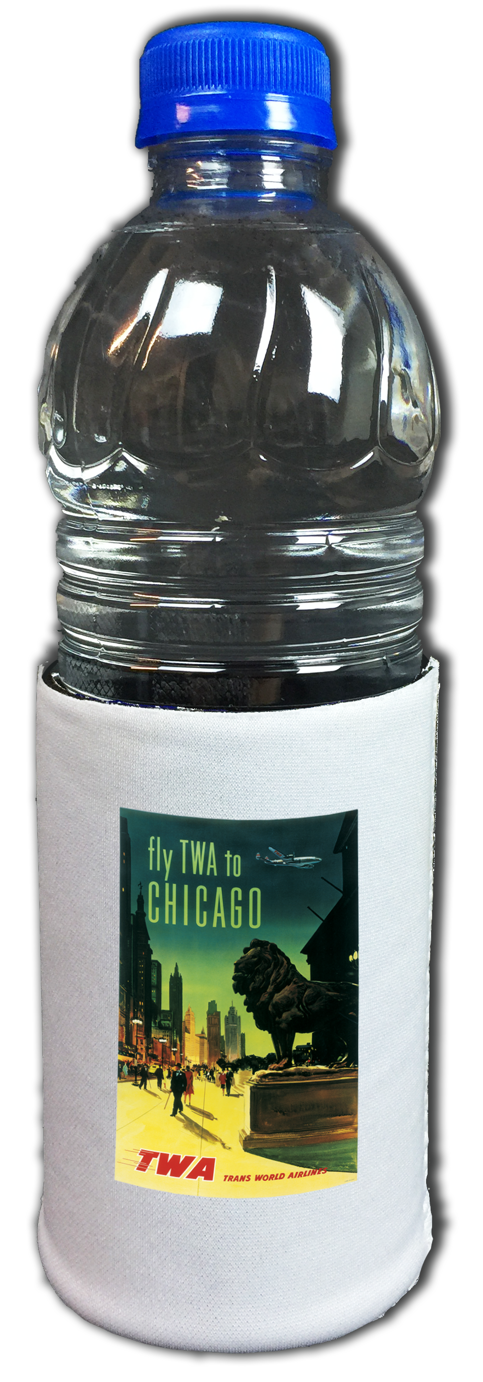 Fly TWA To Chicago Art Institute Lion Original Travel Poster Beverage Wrap