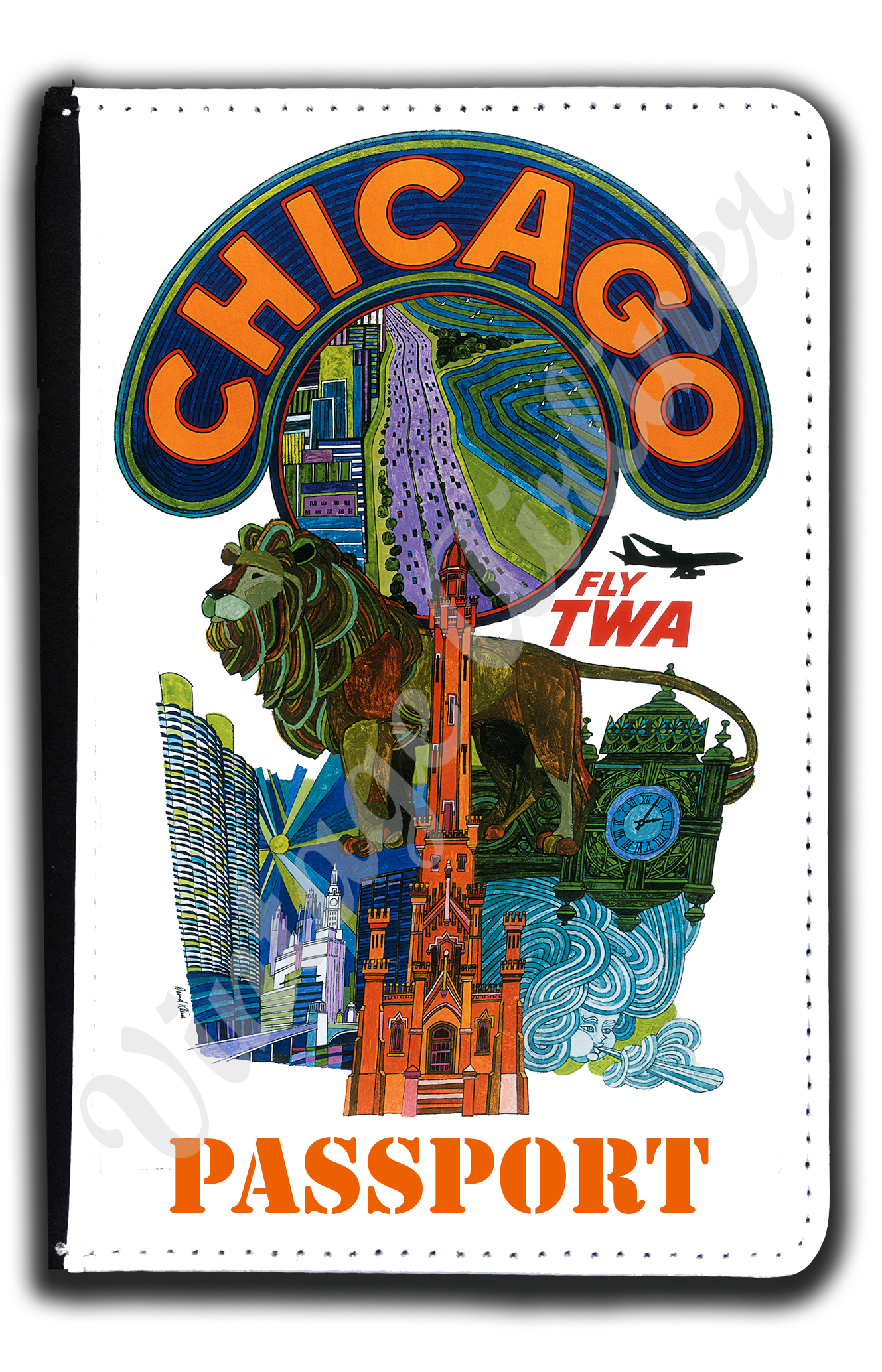 TWA Chicago Travel Poster Passport Case
