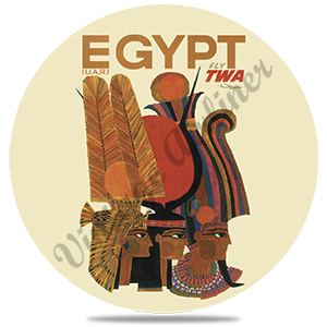 TWA Egypt Travel Poster Bag Sticker Round Sandstone Coaster