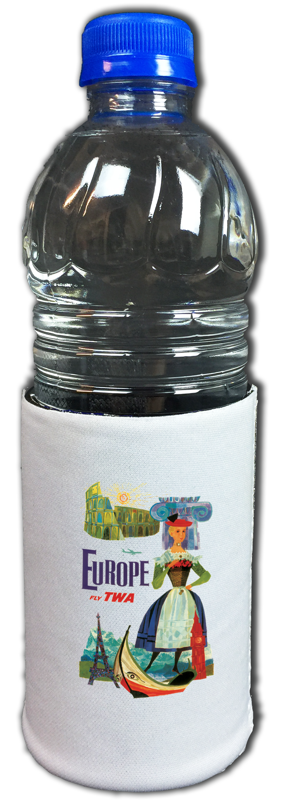 TWA Europe Travel Poster Bag Sticker Beverage Wrap
