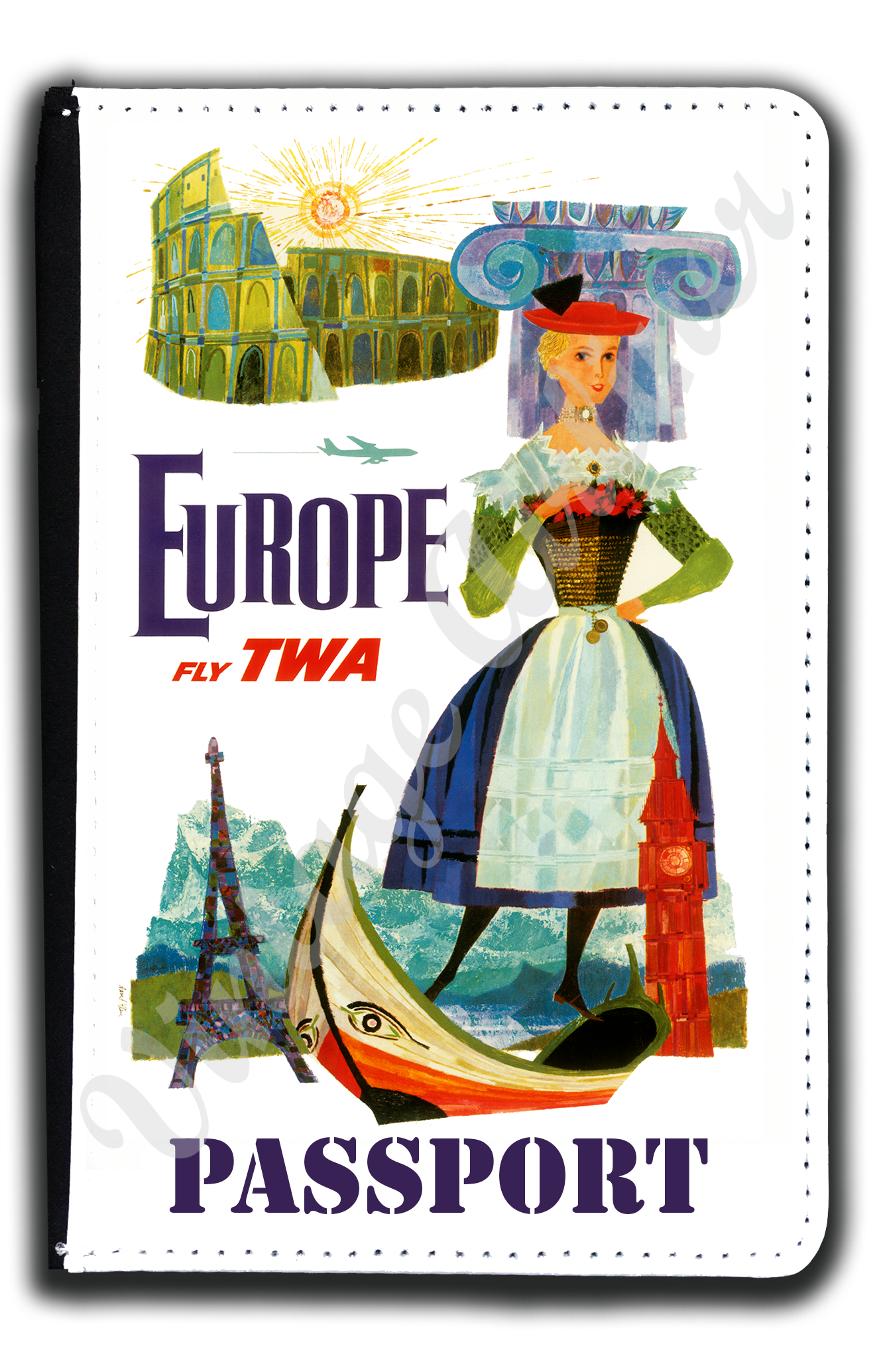 TWA Europe Travel Poster Passport Case