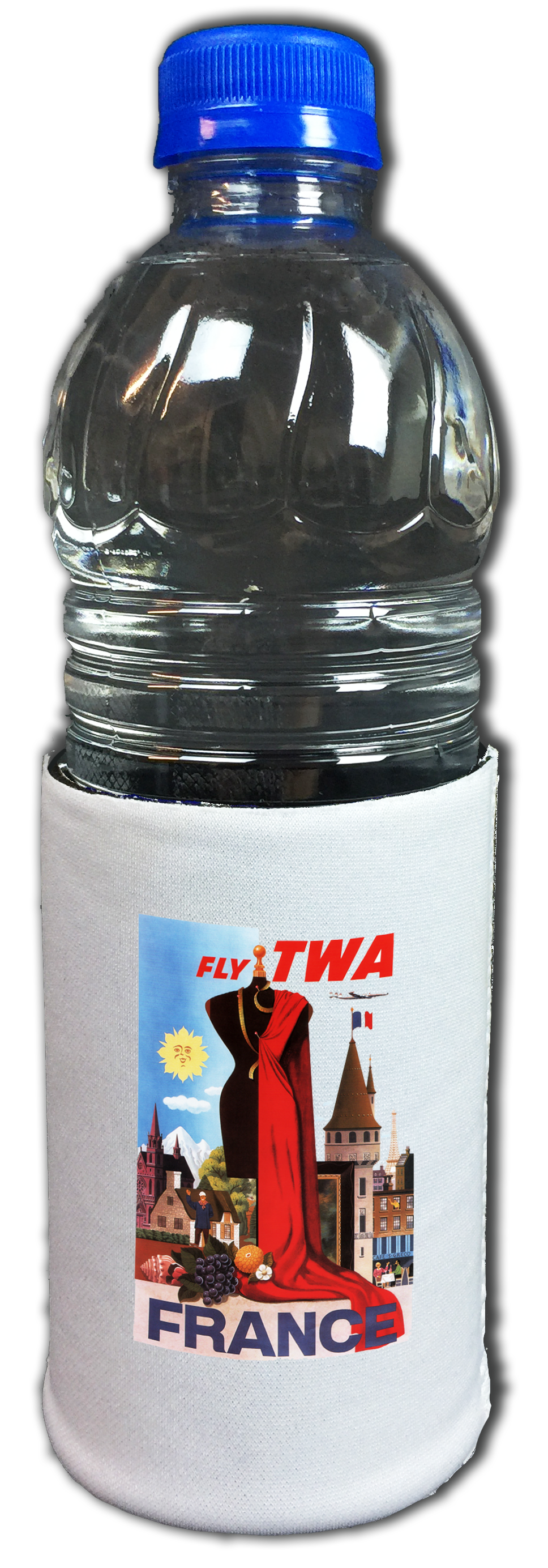 Fly TWA France Couture Original Travel Poster Bag Sticker Beverage Wrap