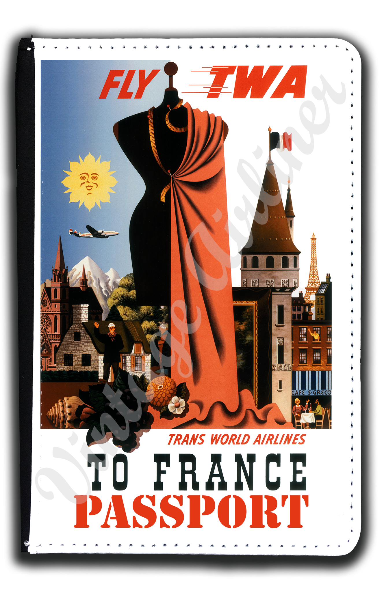 TWA France Travel Poster Passport Case
