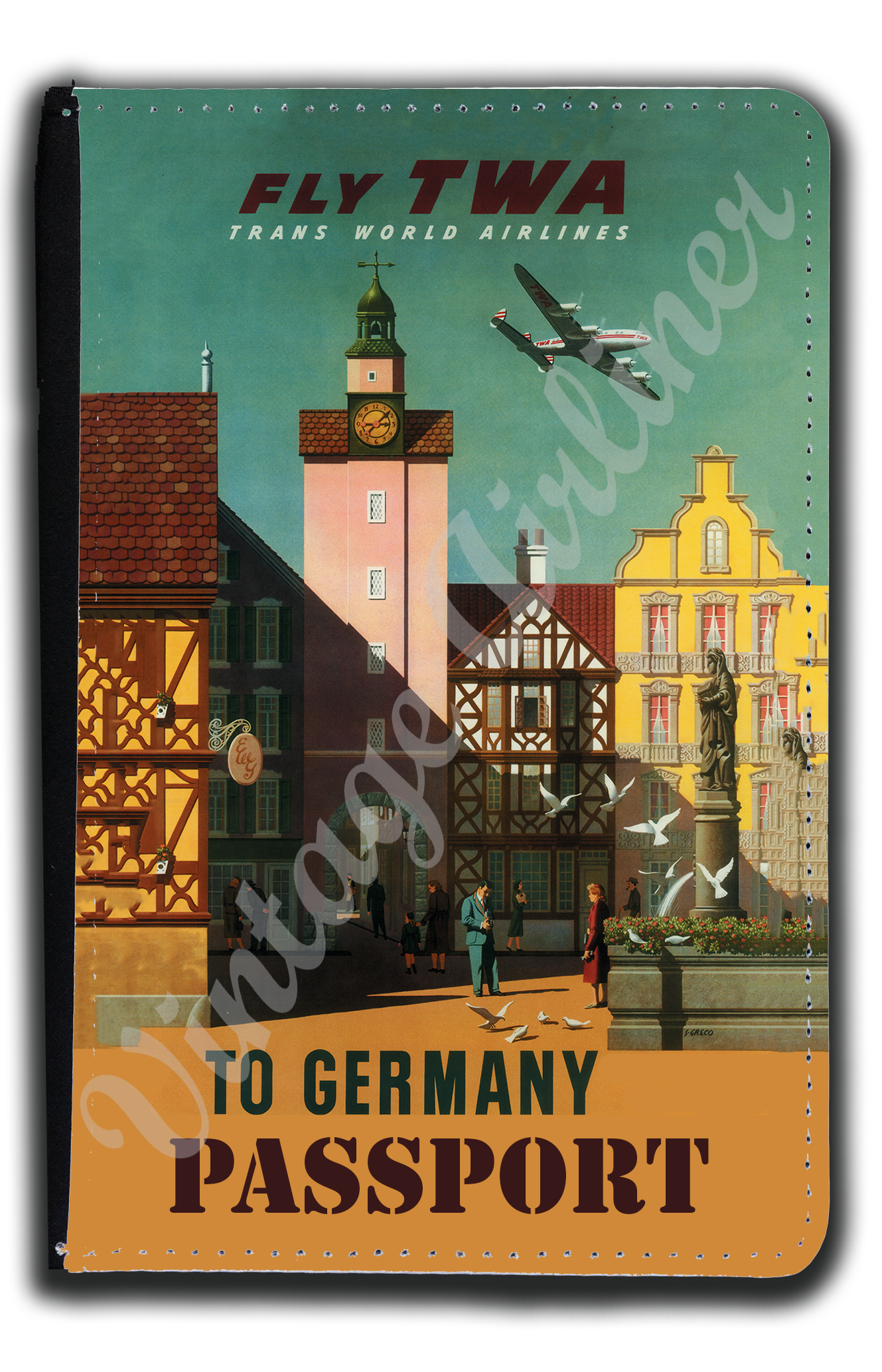 TWA Germany Travel Poster Passport Case