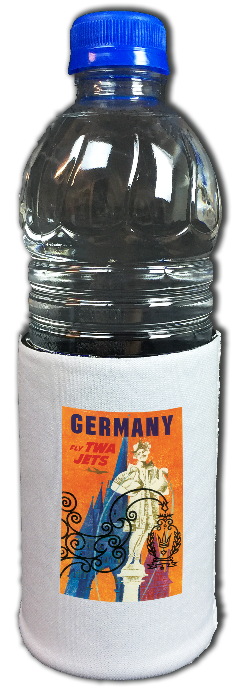 TWA Germany 1950's Travel Poster Bag Sticker Beverage Wrap