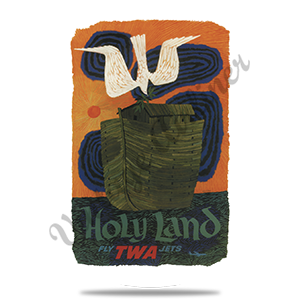 TWA Holy Land Travel Poster Round Sandstone Coaster