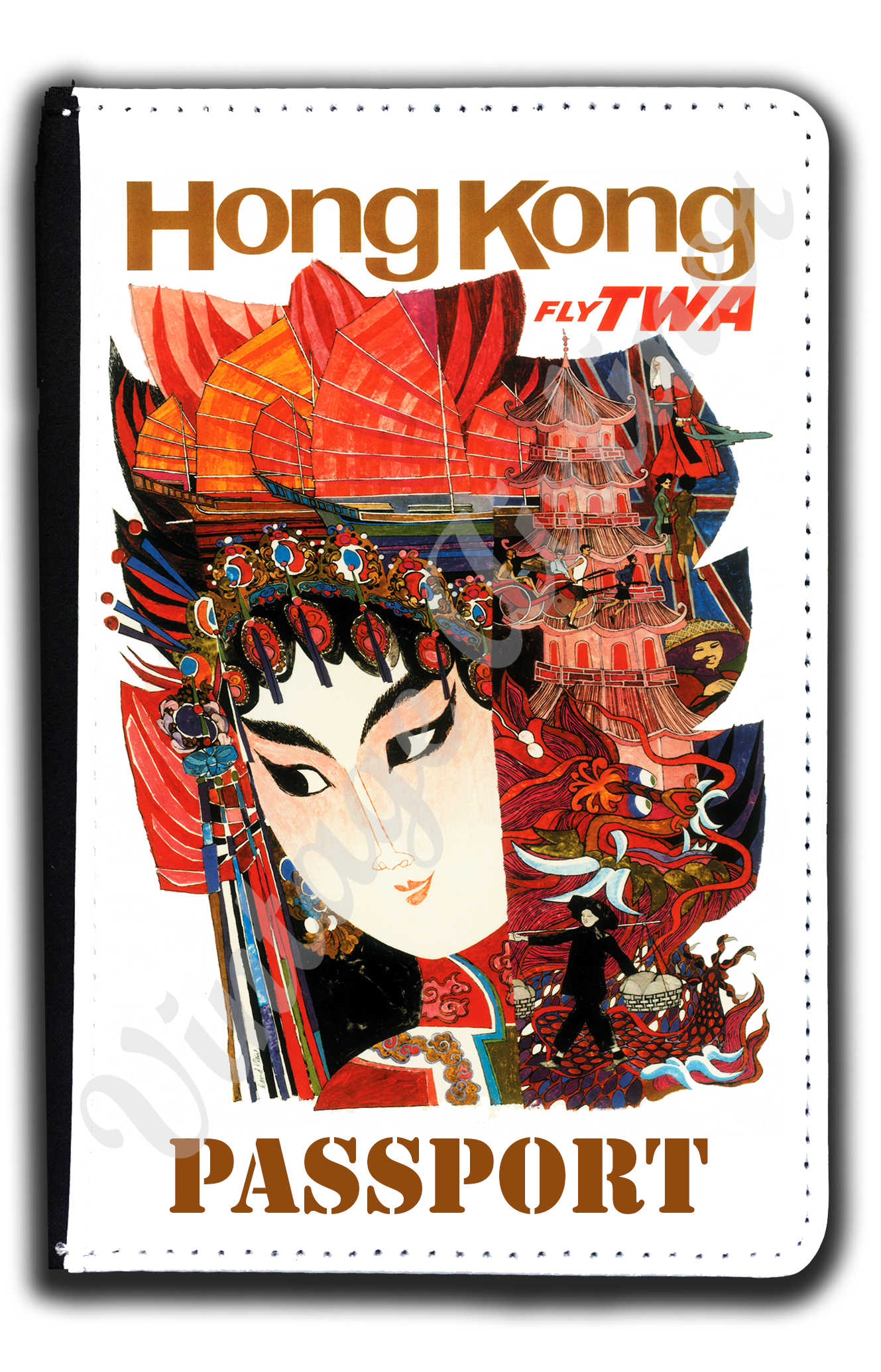 TWA Hong Kong Travel Poster Passport Case