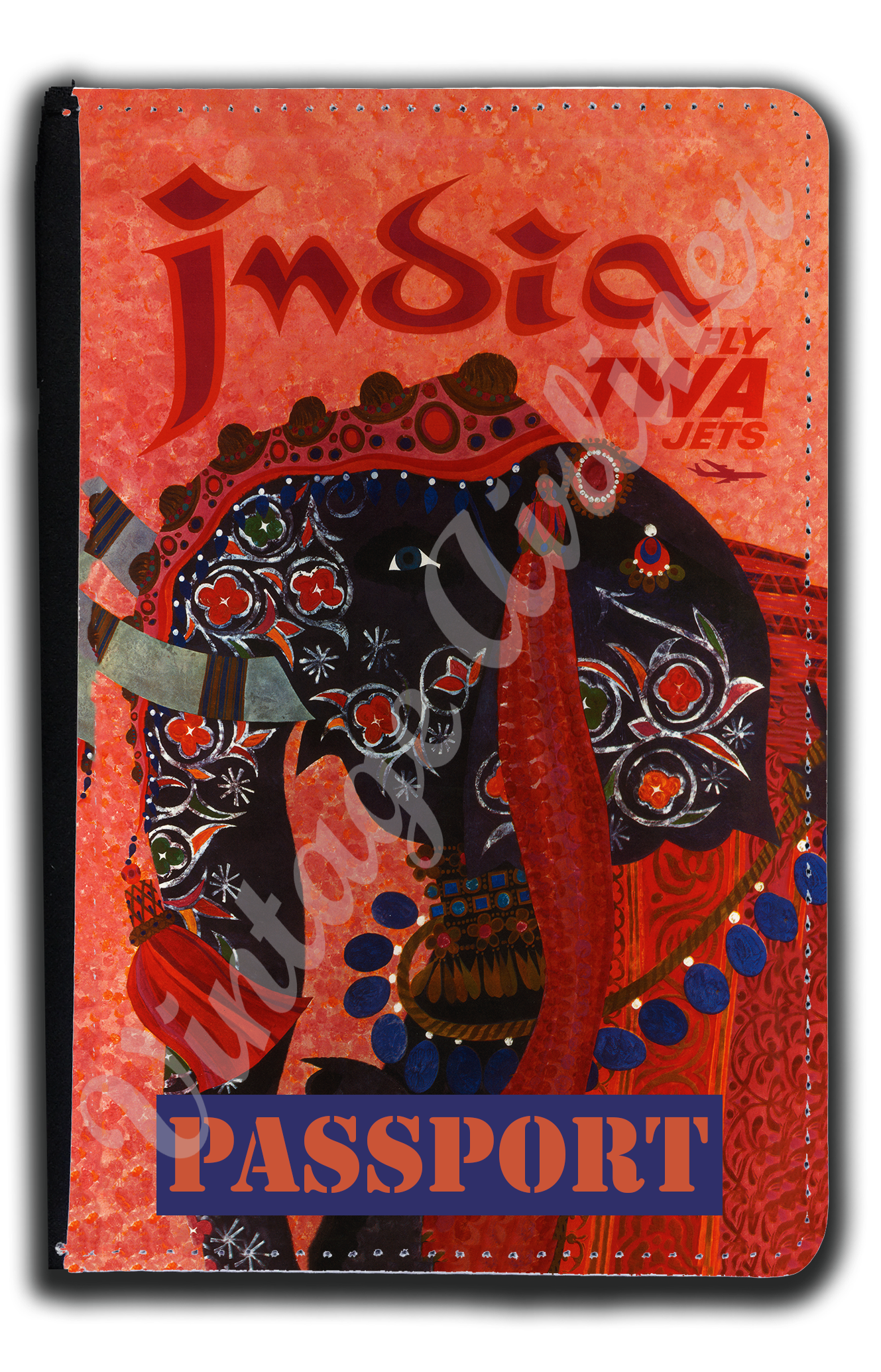 TWA India Travel Poster Passport Case