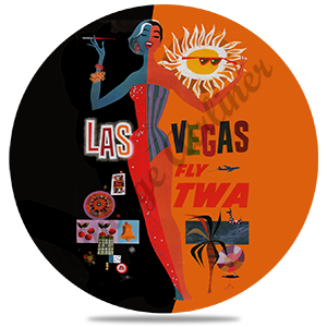 TWA Las Vegas Travel Poster Round Sandstone Coaster