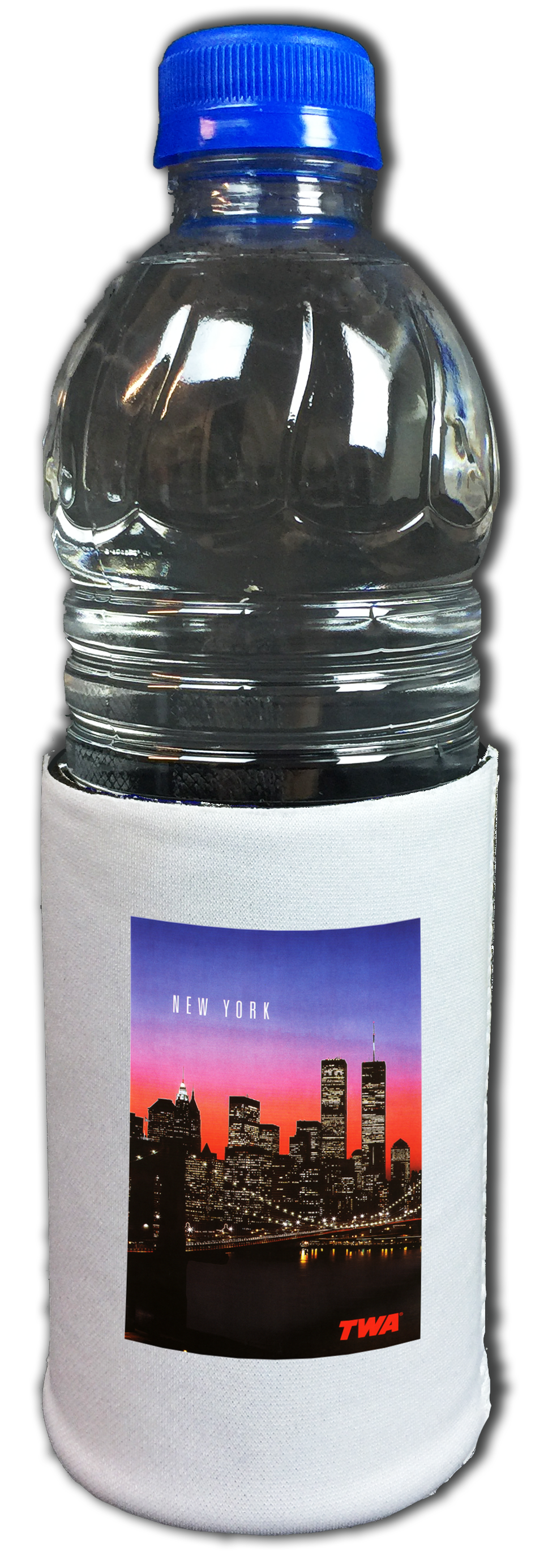 TWA New York City 1980's Travel Poster Bag Sticker Beverage Wrap
