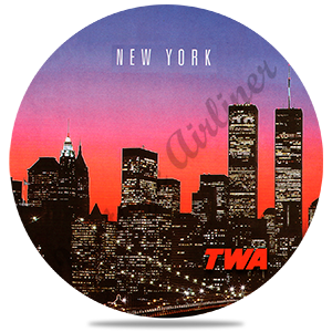TWA New York City 1980's Travel Poster Round Sandstone Coaster