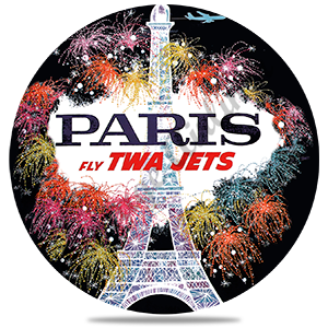 TWA Paris Travel Poster Bag Sticker Round Sandstone Coaster