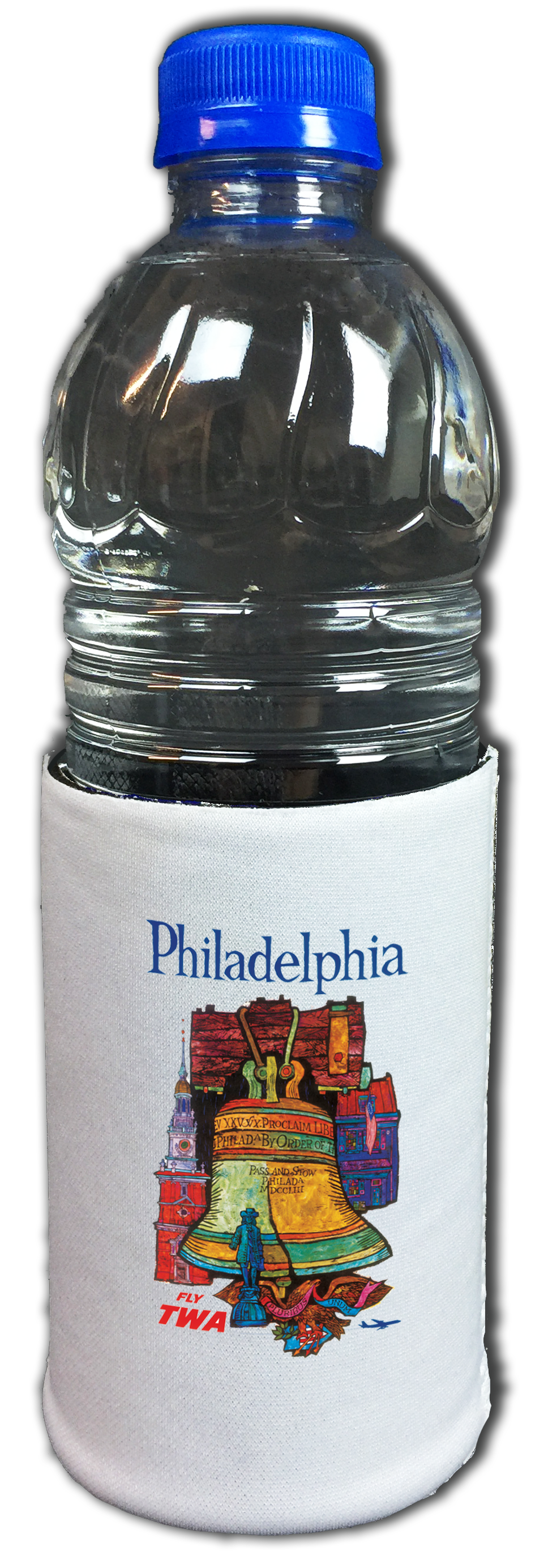 TWA Philadelphia Travel Poster Bag Sticker Beverage Wrap