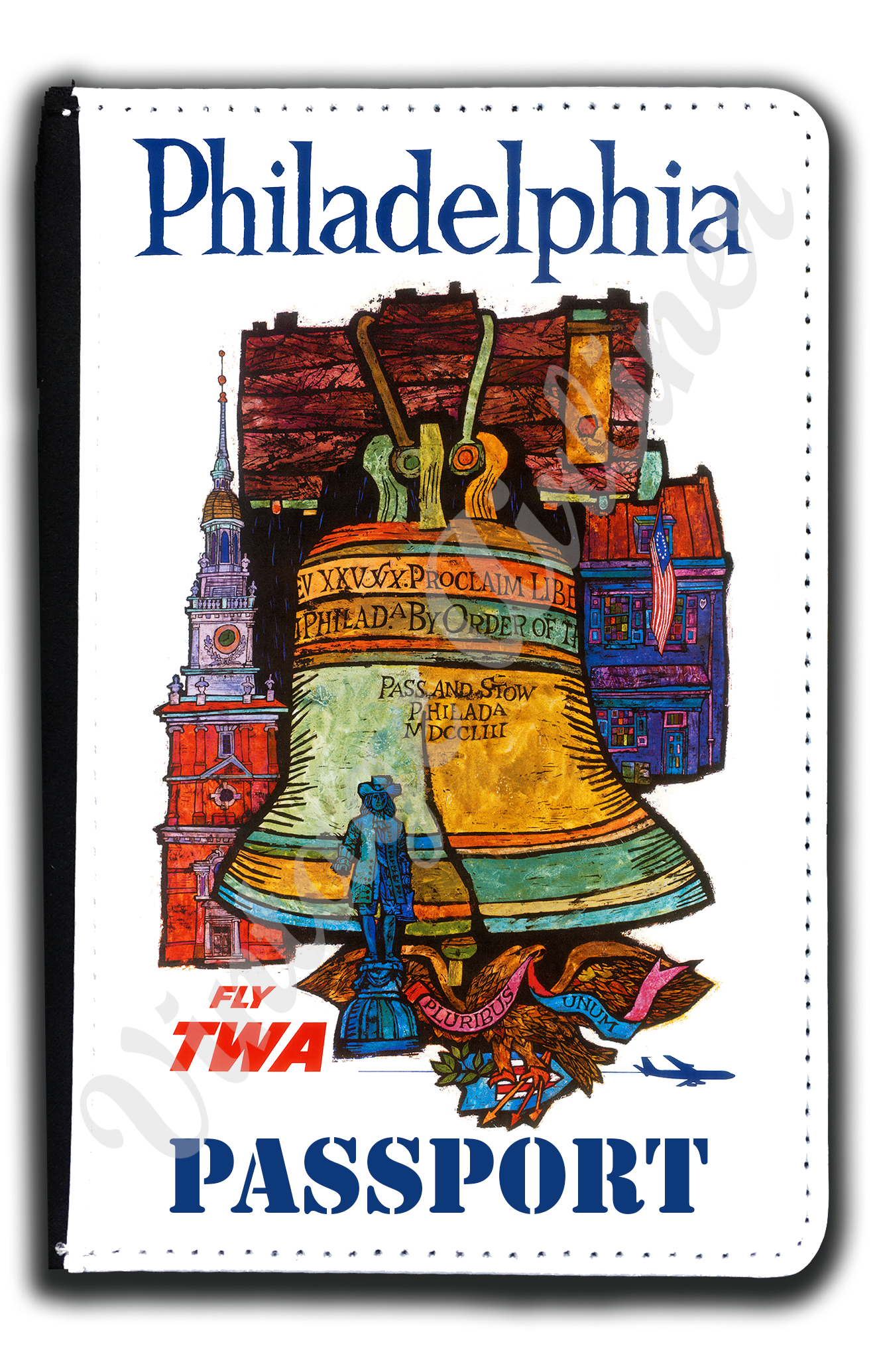 TWA Philadelphia Travel Poster Passport Case