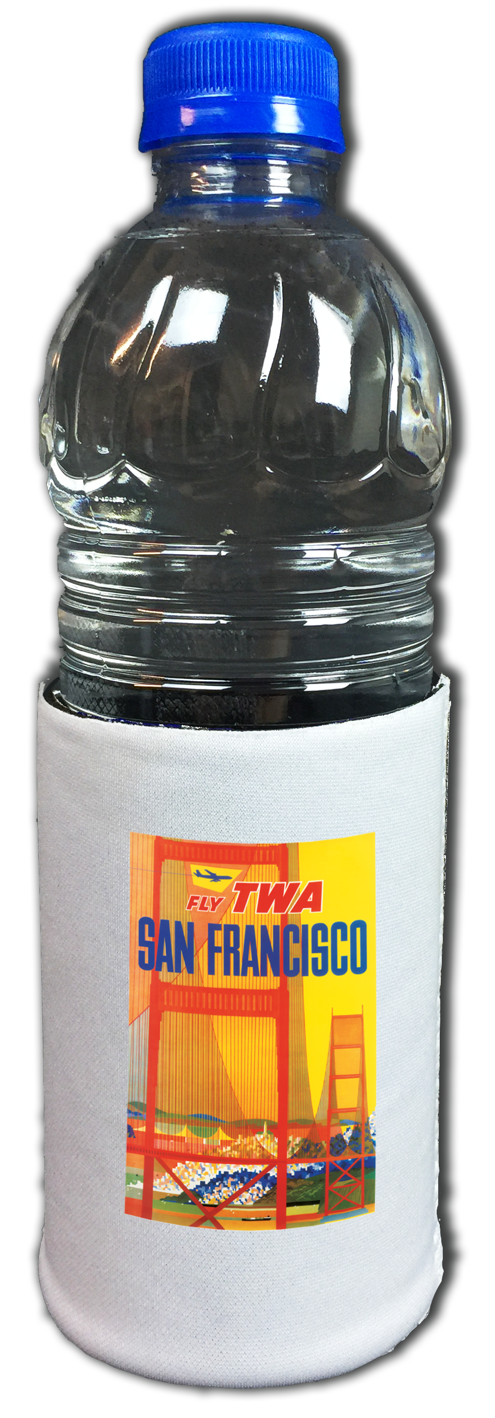TWA San Francisco 1960's Travel Poster Bag Sticker Beverage Wrap