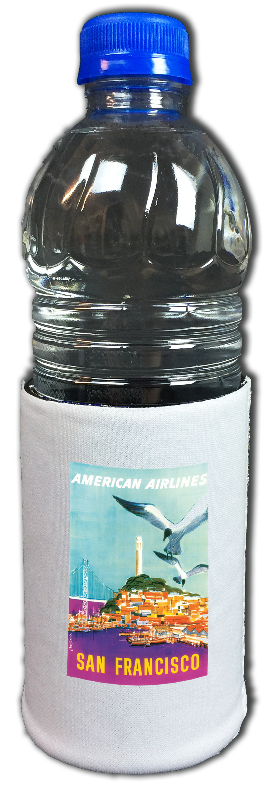 TWA San Francisco 1970's Travel Poster Bag Sticker Beverage Wrap