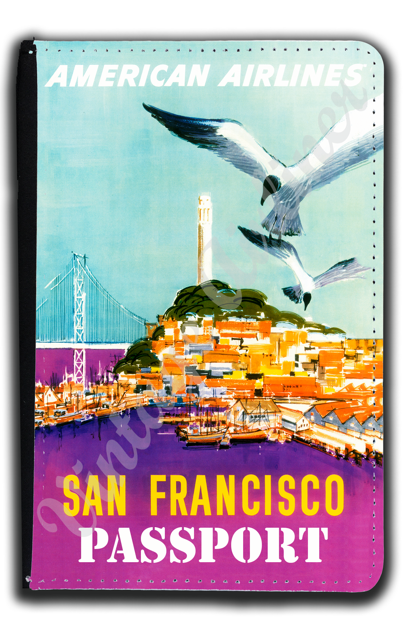 TWA San Francisco 1970's Travel Poster Passport Case