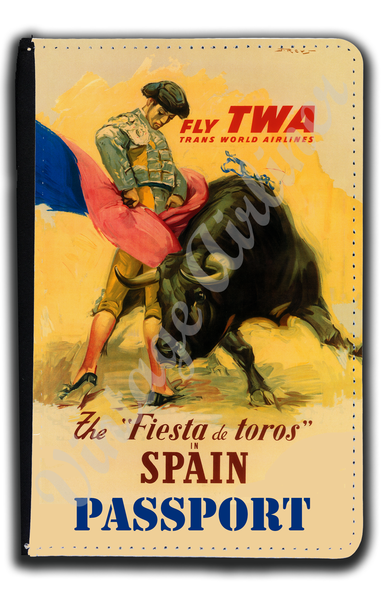 TWA Spain Travel Poster Passport Case