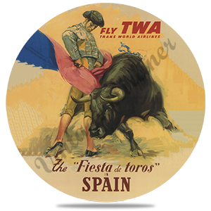 TWA Spain Travel Poster Round Sandstone Coaster