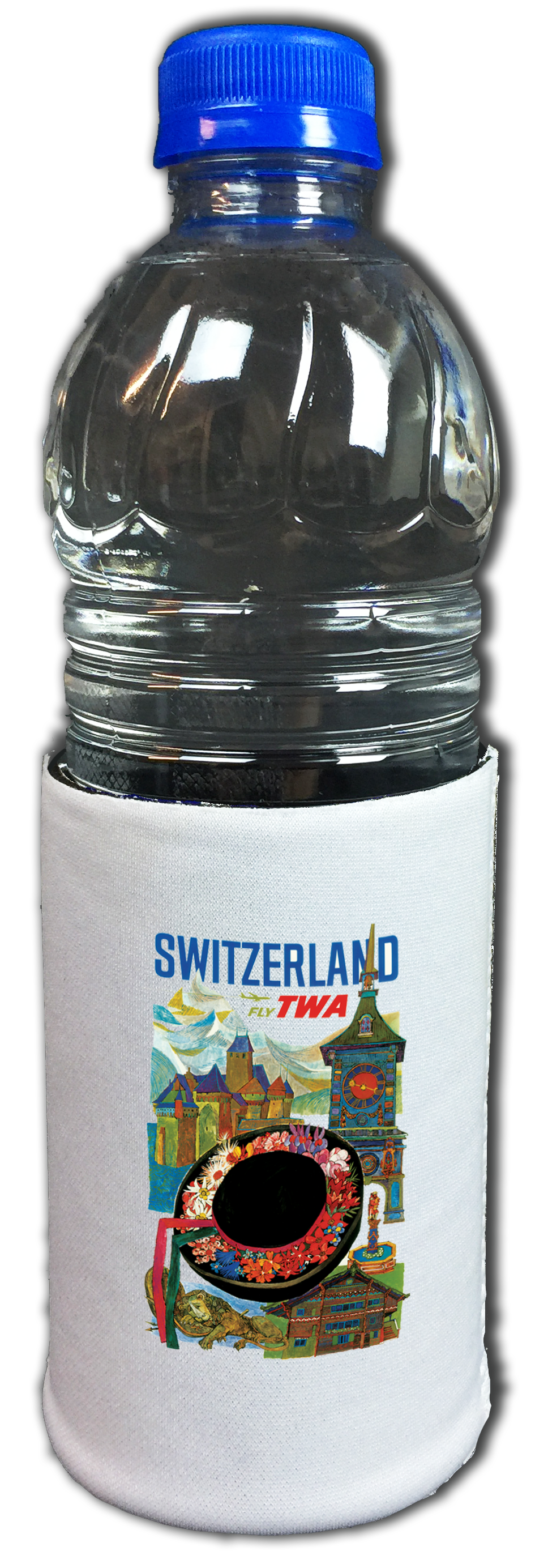 TWA Switzerland Travel Poster Bag Sticker Beverage Wrap
