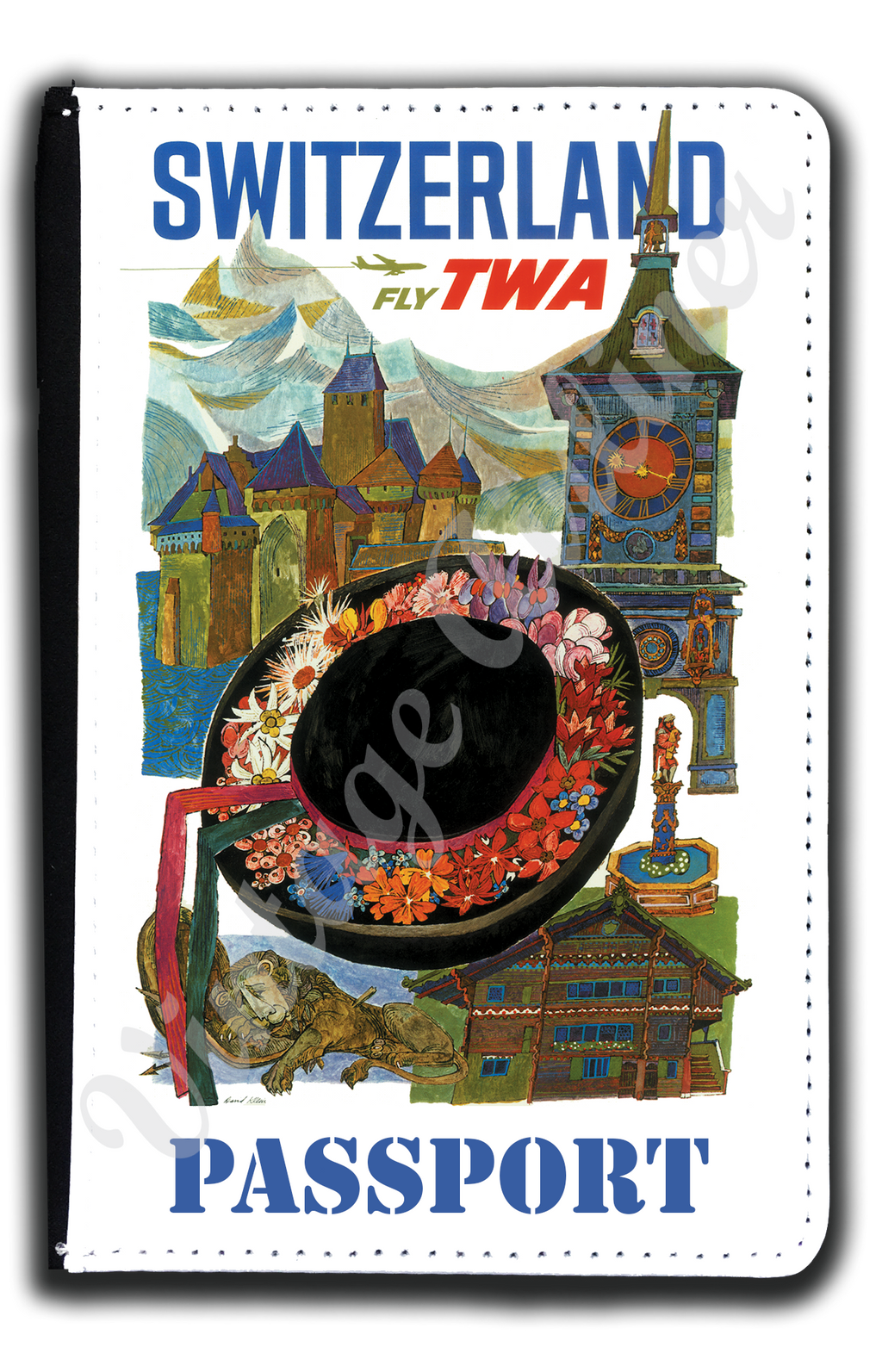 TWA Switzerland Travel Poster Passport Case