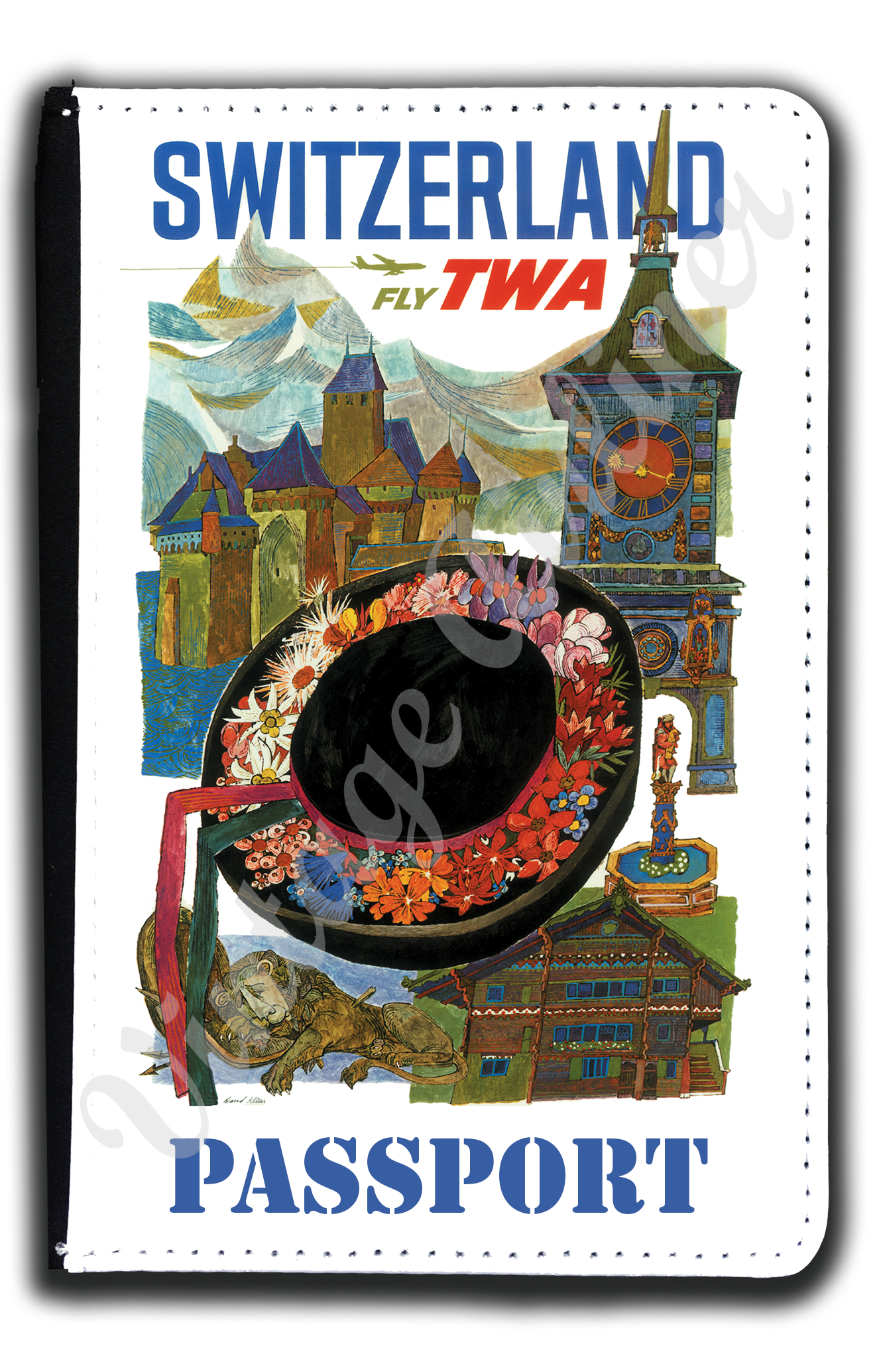 TWA Switzerland Travel Poster Passport Case