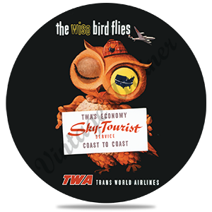 TWA Sky Tourist Poster Round Sandstone Coaster
