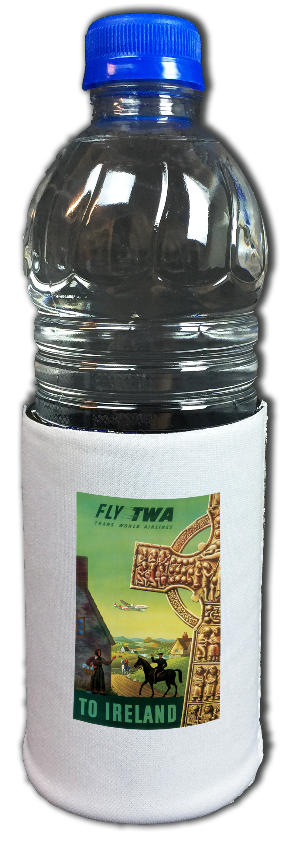 TWA Ireland 1950's Travel Poster Bag Sticker Beverage Wrap