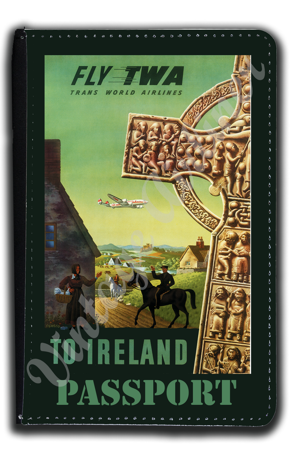 TWA Ireland 1950's Travel Poster Passport Case